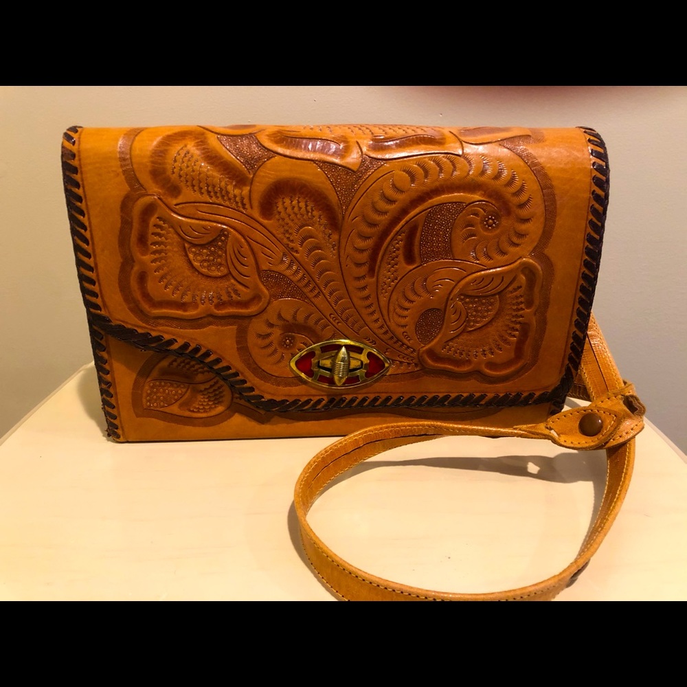 Vintage tooled leather bag